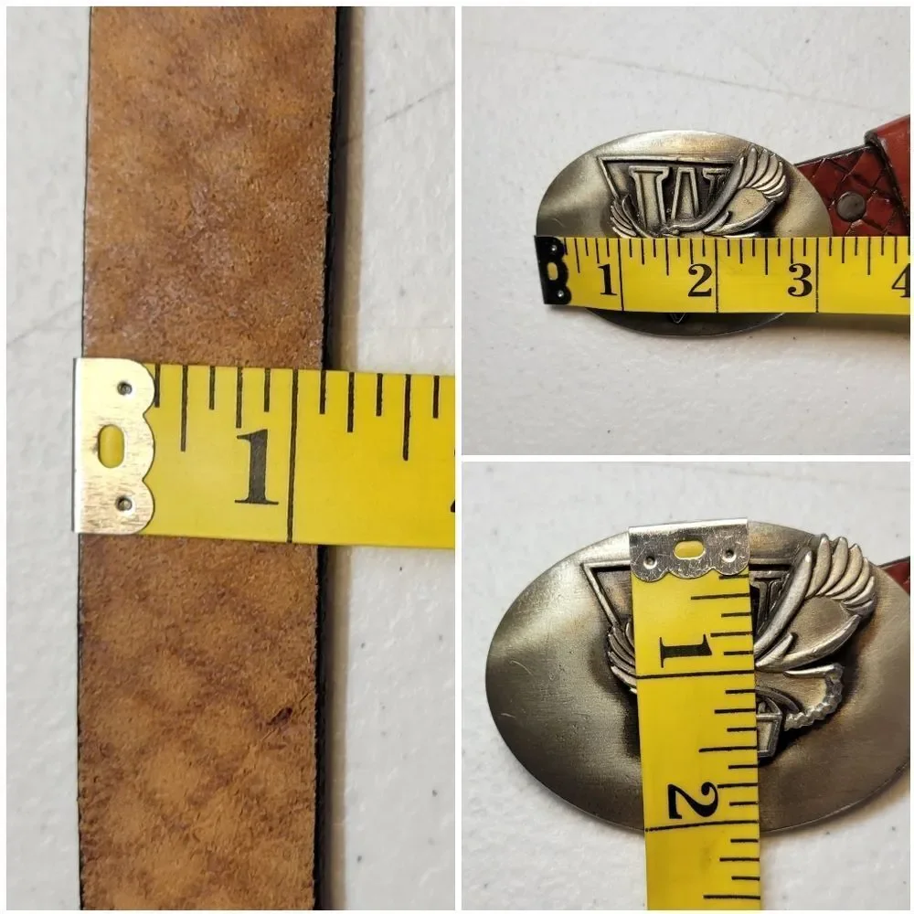 Winston Vintage Leather Belt with Silver Tone Buckle